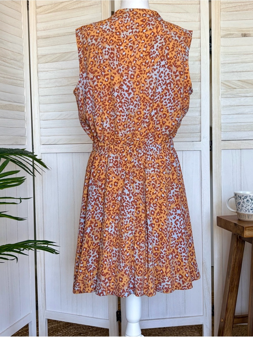 Nine West Leopard Print Tie-Waist Shirtdress L - Picture 3 of 11
